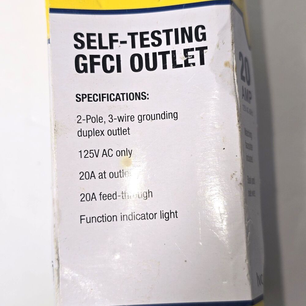 Smart Electrician 20 Amp GFCI Outlet Ivory Self-Testing 125V 363-3854 OPEN BOX - Picture 3 of 6